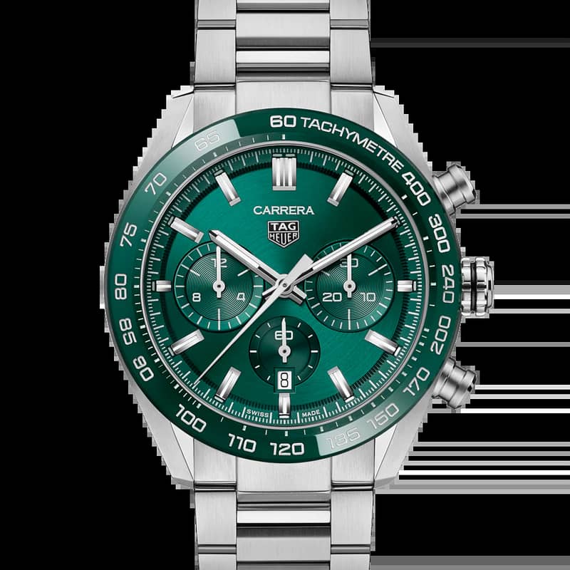 TAG Heuer Carrera Chronograph Green with Silver Chain 0