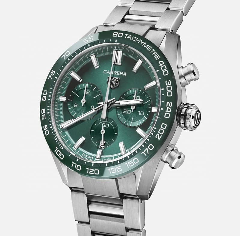 TAG Heuer Carrera Chronograph Green with Silver Chain 1