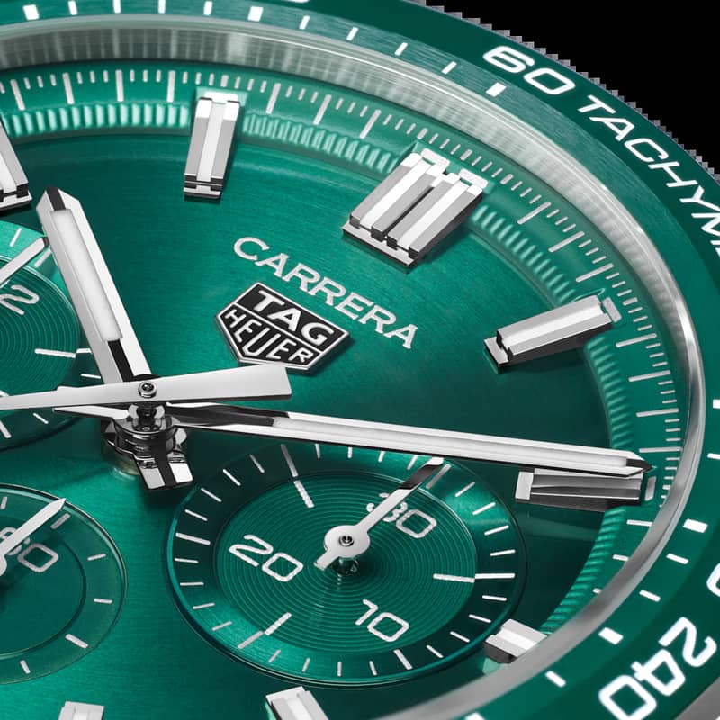 TAG Heuer Carrera Chronograph Green with Silver Chain 4