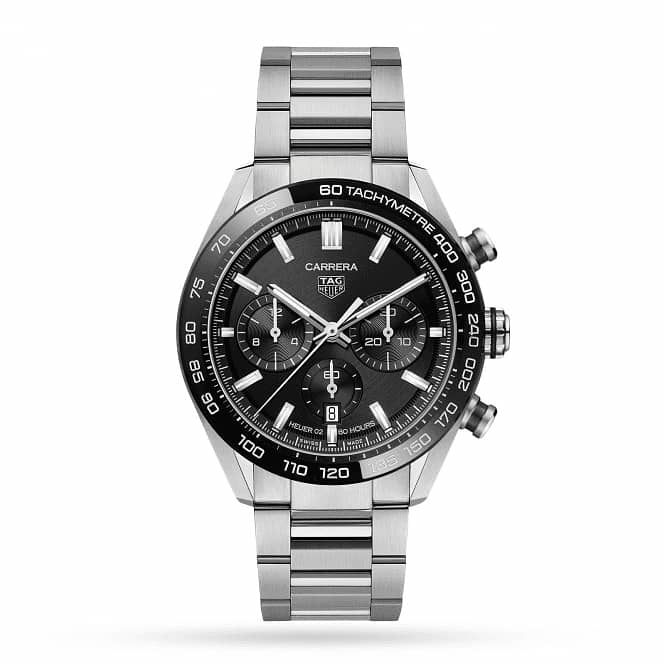 TAG Heuer Carrera Chronograph Black with Silver Chain 0