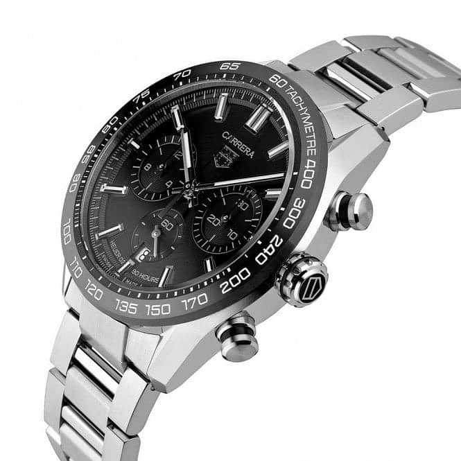 TAG Heuer Carrera Chronograph Black with Silver Chain 1