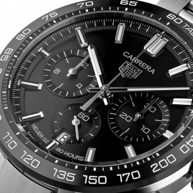 TAG Heuer Carrera Chronograph Black with Silver Chain 3