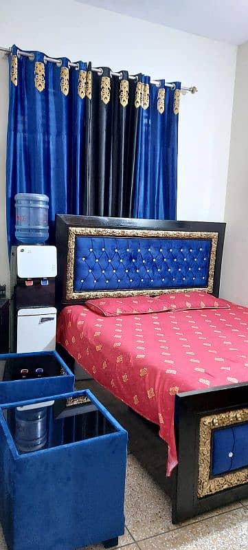 bed with mattress side table sofa Kam bed os 2 sat table dresing3pardy 1