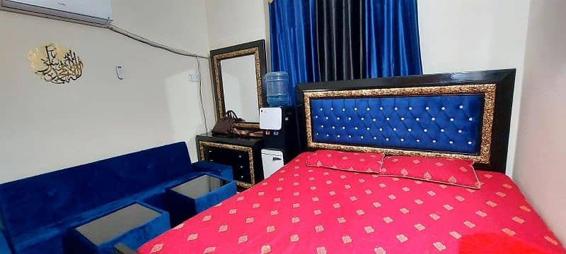 bed with mattress side table sofa Kam bed os 2 sat table dresing3pardy 2