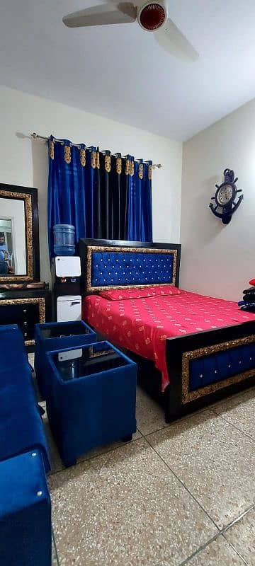 bed with mattress side table sofa Kam bed os 2 sat table dresing3pardy 6