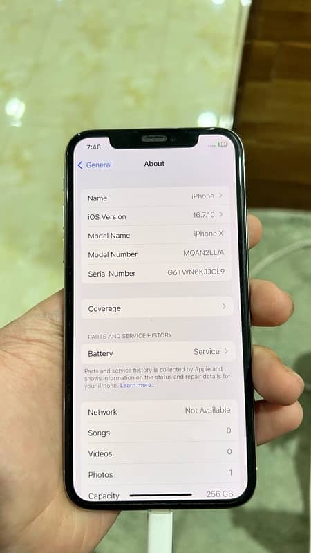 iphone X 256Gb. . 72 Bettry health. . in service. . white colour 9