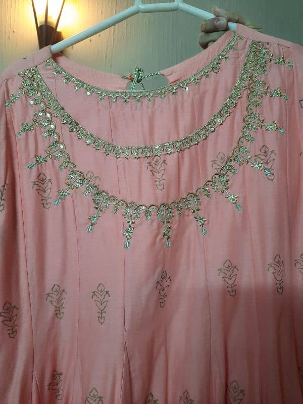 EMBROIDERED PEACH PINK J. 's  3 PIECE FORMAL PEPLUM WITH AND GHARARA 1