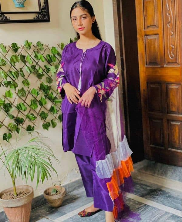 3 pcs Women's Stitched Embroidered suit 2