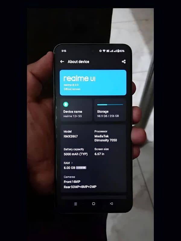 Realme 12+ 5G 2 months used only 16 GB Ram 256 GB Rom 0