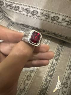 red tourmaline , 8.81 carats + silver ring