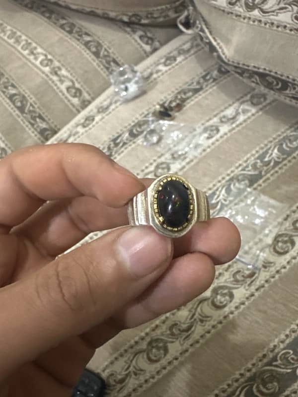 black opal + silver ring 0