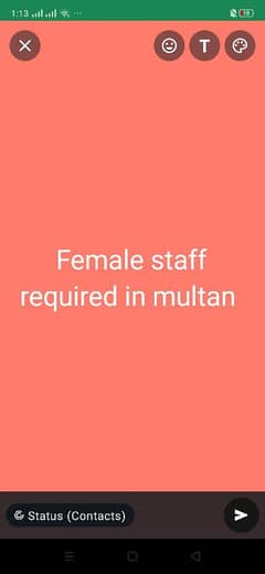 just female staff required in multan