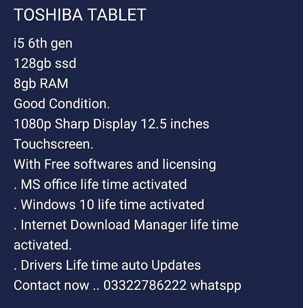 Toshiba m5 6th gen . . touch Tablet 6