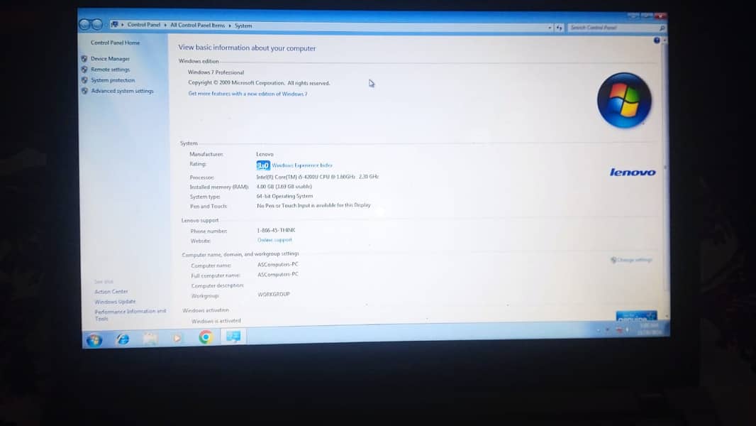 LENOVO THINKPAD  I5 4thGENERATION 4GB RAM 510GB SSD 4