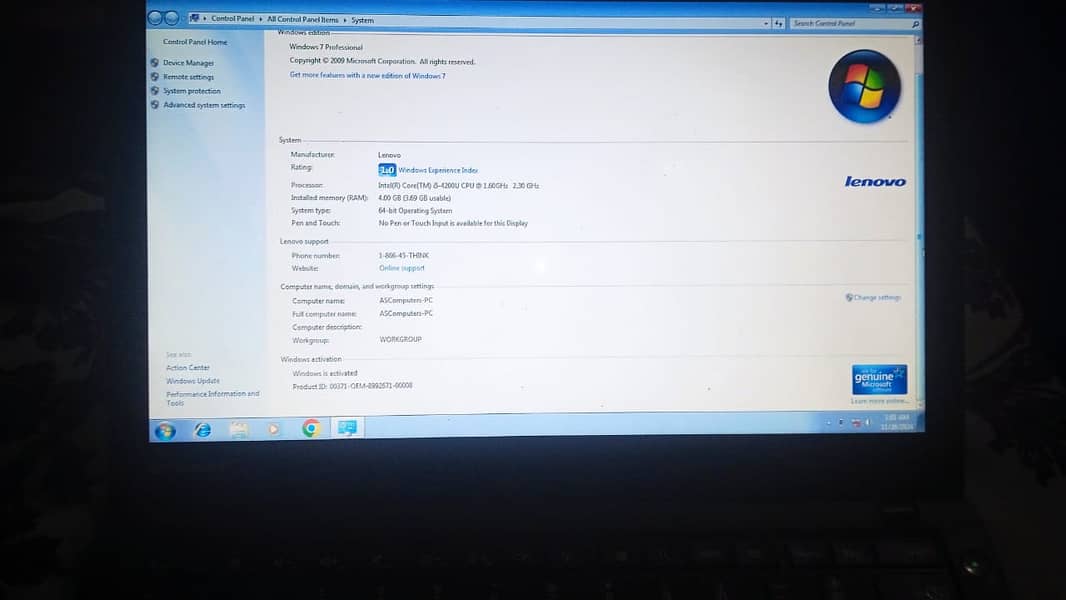 LENOVO THINKPAD  I5 4thGENERATION 4GB RAM 510GB SSD 6