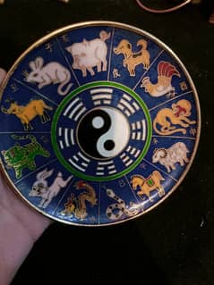 Chinese Meena work plate in zodiac sign