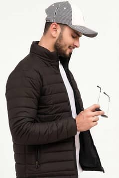 Men's plain Black puffer Jacket - 1 PCs in Parachute Fabric