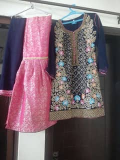 banarsi pent gharara with emebroidered shirt nd net duppaata. .