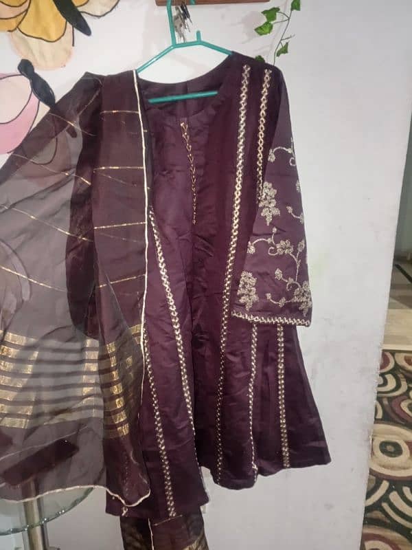 3 piece suit with soft organza dupatta 0