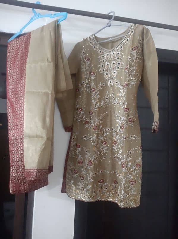 Banasri shirt with organza duppata nd banari trouser. . 0