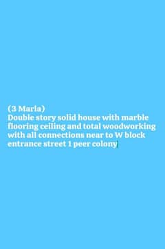 solid double story house  sale W block entrance peer colony Street 1