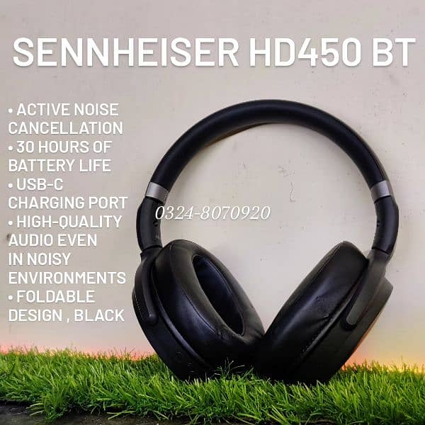 Sennheiser HD 450 Bluetooth Wireless Headset Active Noise Cancellation 0