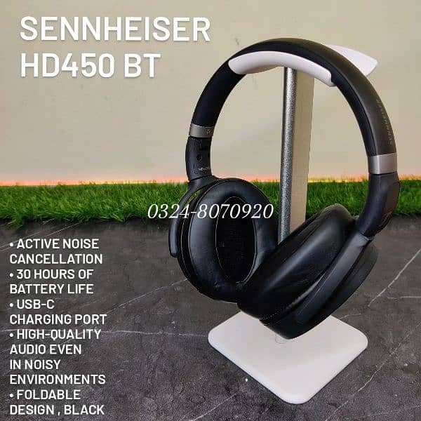 Sennheiser HD 450 Bluetooth Wireless Headset Active Noise Cancellation 2