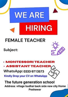 Need Female teacher for pre School