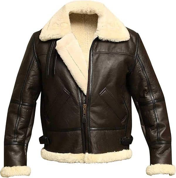 Genuine premium Quality Sheepskin Leather B3 Bomber Zipper Jacket 4