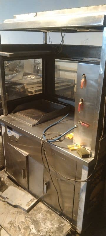 shawarma counter with hot plate// pizza oven// dough mixer// food bags 1