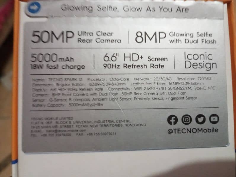 Tecno spark in good condition 8+8/128gb spark 20 Se slim acha set hy 10