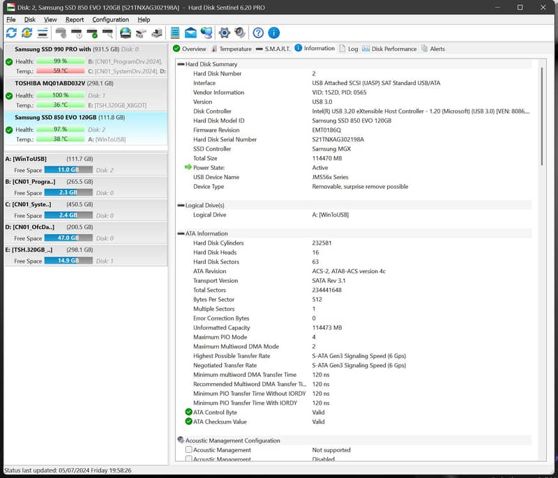 SAMSUNG 850EVO 2.5IN SATA 120GB INTERNAL SSD!!! 7