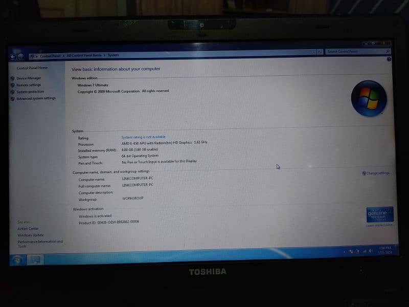 Toshiba Laptop for sale condition 10/10. 8