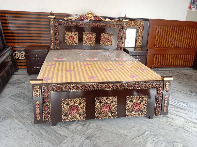 wooden double bed sample latest design 10