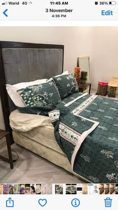 queen size bed with spring mattress