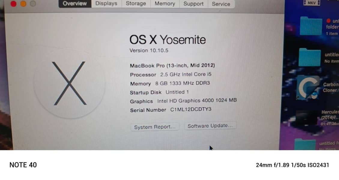 Macbook pro core i5  2012 mid 5