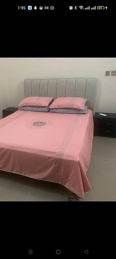 Taali Wood Double Bed With Side Tables for Sale