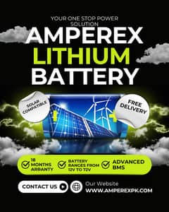 AmpereX 12V to 72V Lithium-Ion Batteries for Solar Systems