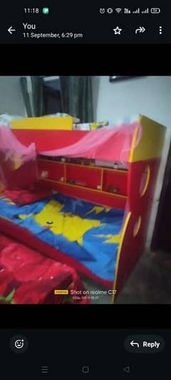 beautuful bed with heavy wood for children