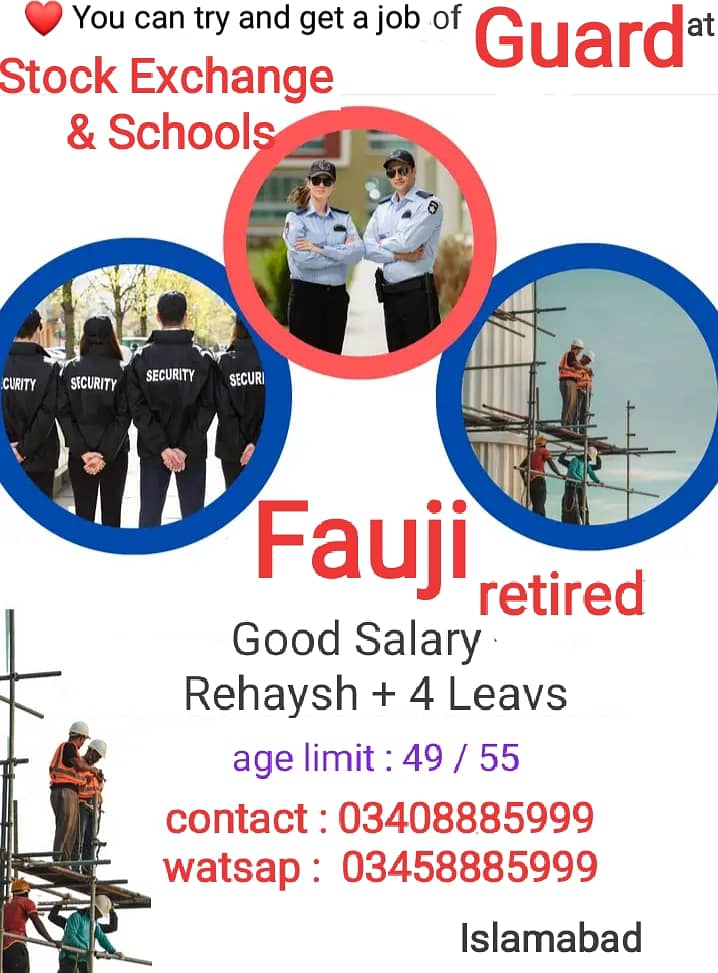 Security Guard Jobs ( Fauji Retired ) 2