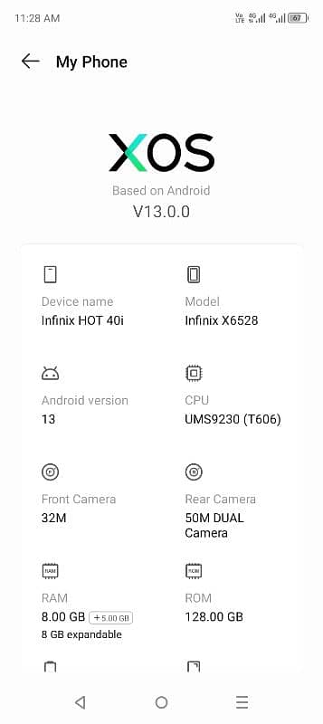 Infinix hot 40 i 8+8 GB 128 GB only 2/3 months used warinty main hai. 1