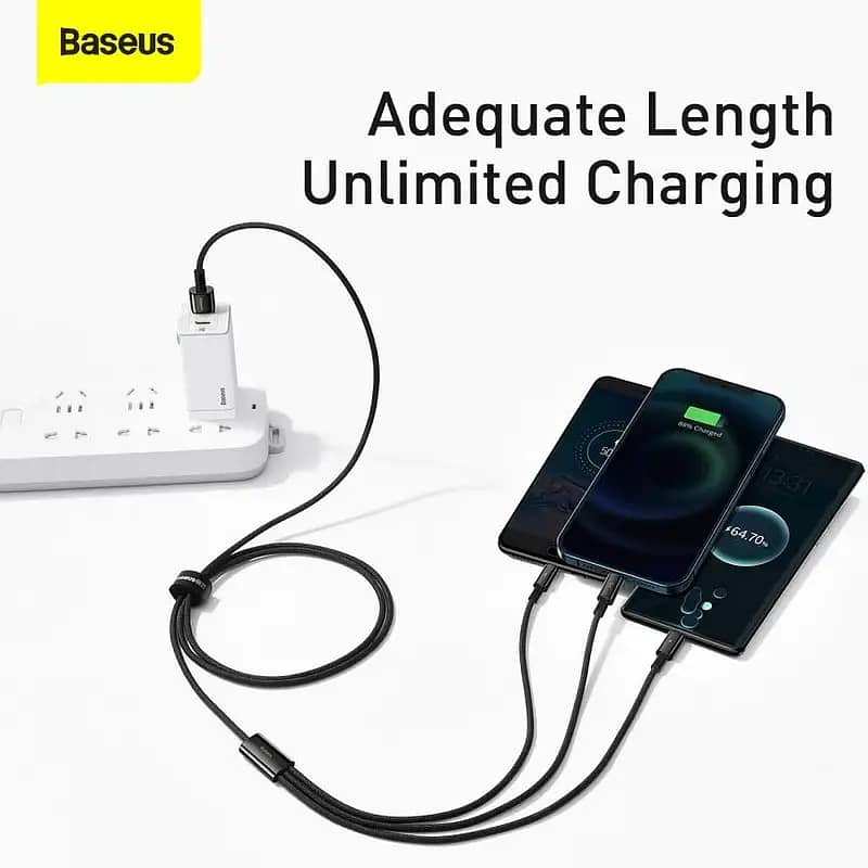 Baseus Rapid Series 3-in-1 Fast Charging Data Cable Type-C to M+L+C P 1