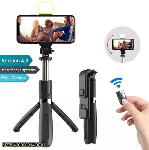 Selfie Stick with LED Light Mini Tripod Stand 2