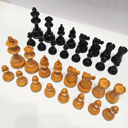 Chess Set 1930s Art Deco Lardy Staunton in Black & Rosewood with Box 9