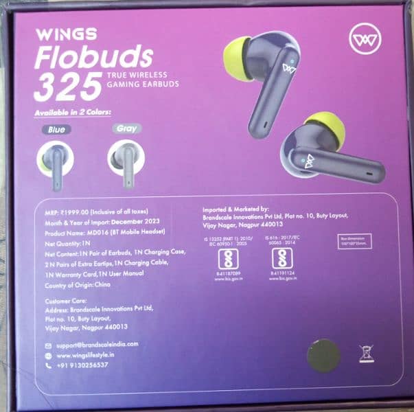 WINGS Flobuds 325 High Fidelity Bluetooth Headset 3