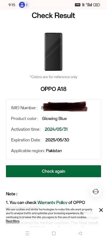 oppo A18  only phone @ charger 2