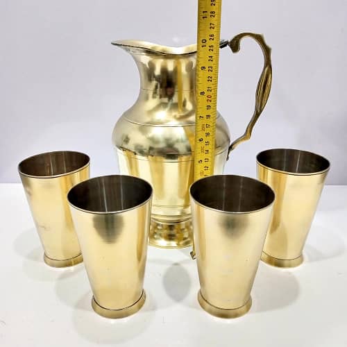 Handcrafted Vintage Brass Water Jug & 4 Glass Set – Elegant Design! 3