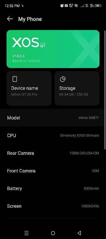 infinix GT 20 pro 12+6/256 2