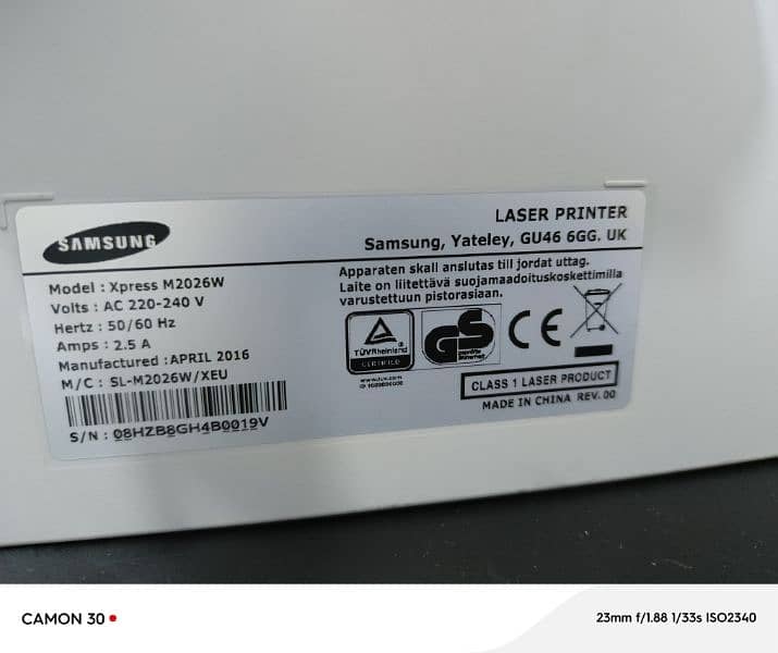 Samsung Xpress M2026W A4 Mono Wireless, Black & White Laser Printer UK 7