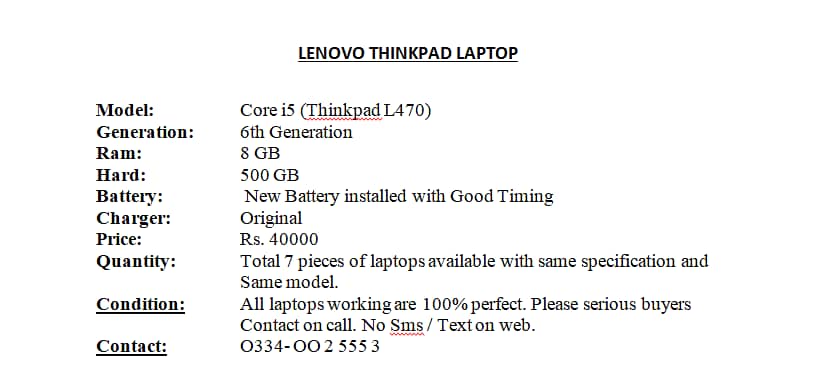 LENOVO THINKPAD LAPTOP 0